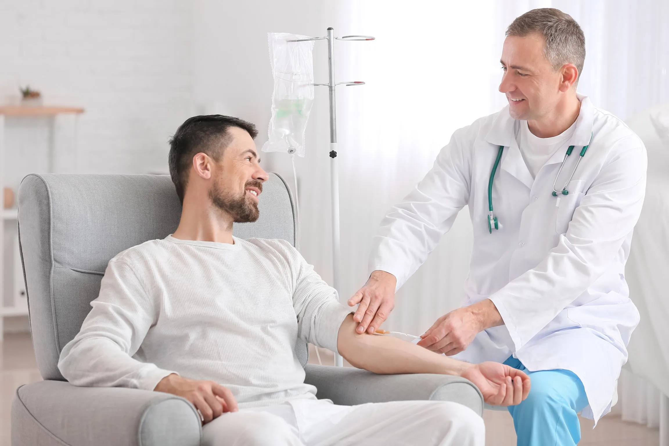 Men getting IV Injection